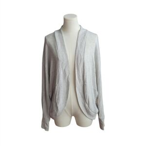 Aeropostale Light Gray Ribbed Long Sleeve Wrap Cardigan Shawl Sweater Size Large